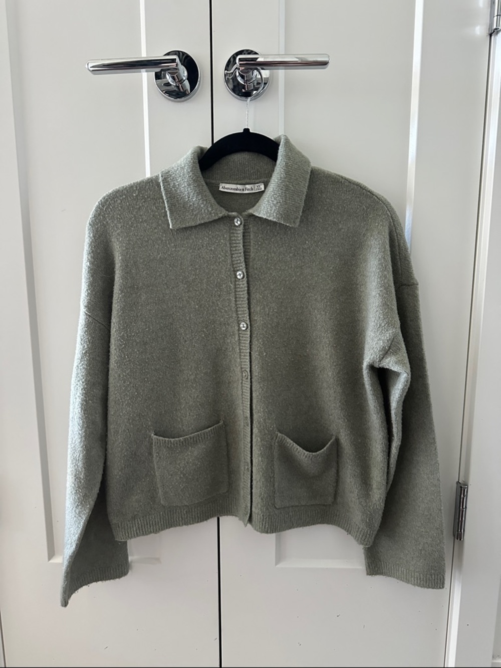 Abercrombie & Fitch Sage Green Button-Down Collar Cardigan